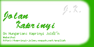 jolan kaprinyi business card